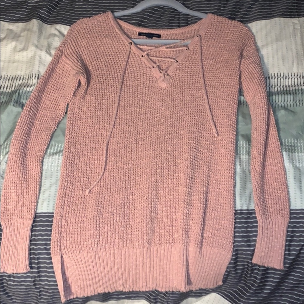 Lace up sweater